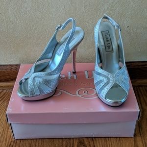 Silver glittery high heels